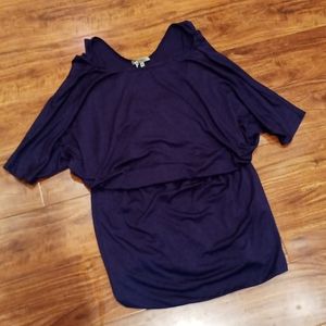 NWT Bordeaux Los Angeles Purple Cold-Shoulder Mini Dress, Small